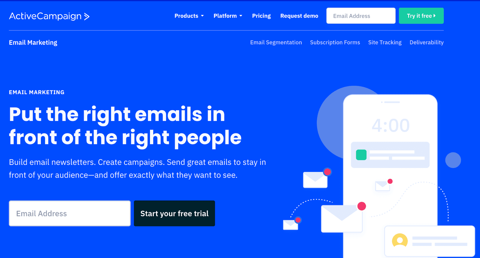 ActiveCampaign as an example of the best AI email marketing tool.