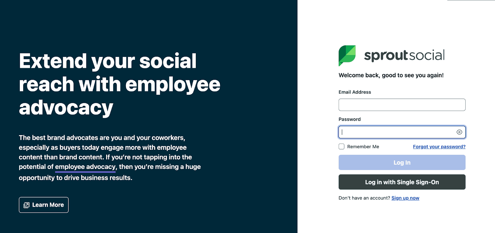 Lead generation landing page example from Sprout Social 