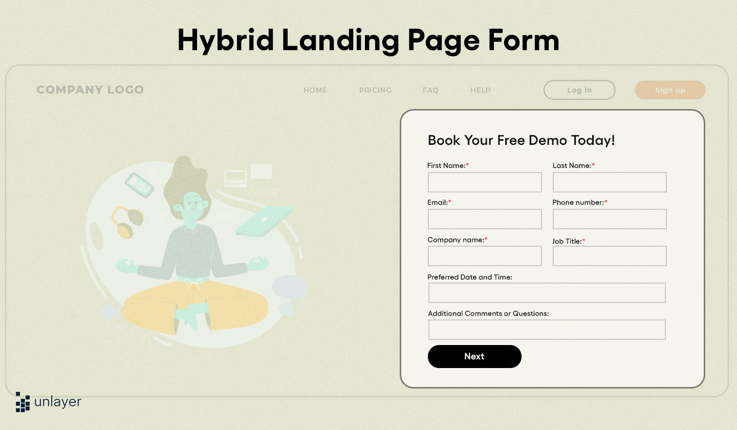 Hybrid landing page form.