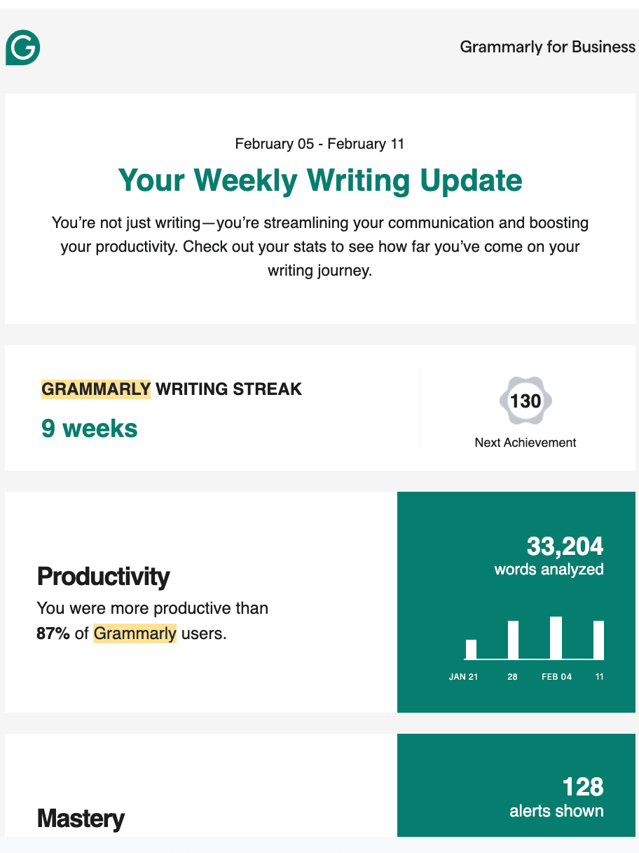 Email module example from Grammarly. 