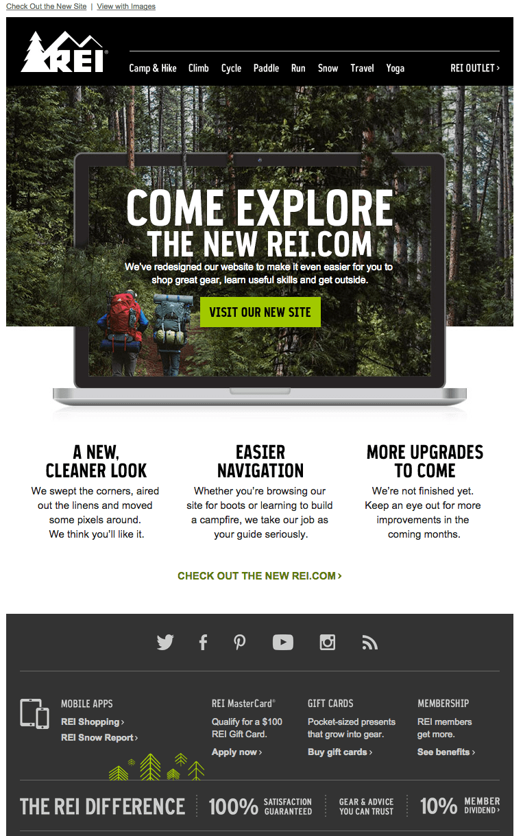 Email example from REI