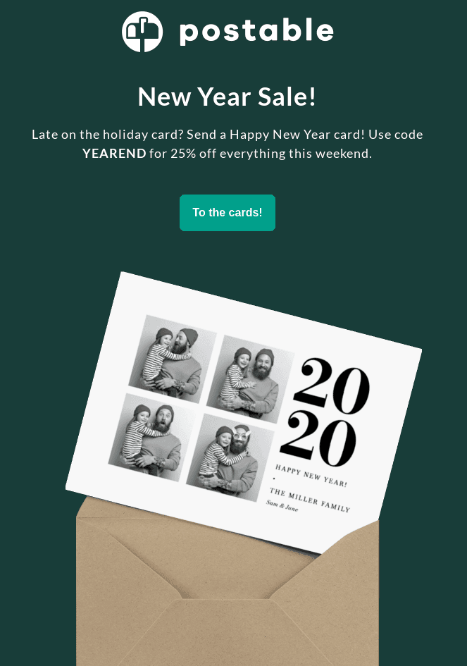 New Year email design with a simple wish