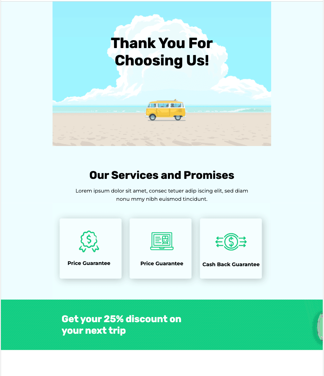 Thank you email template by Unlayer