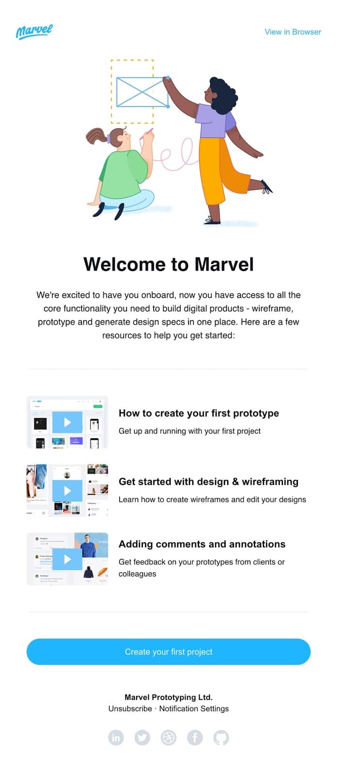 Email example from Marvel