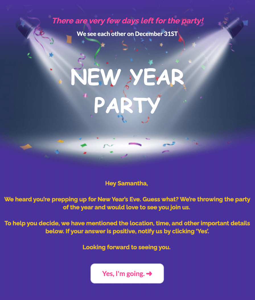 New Year email template