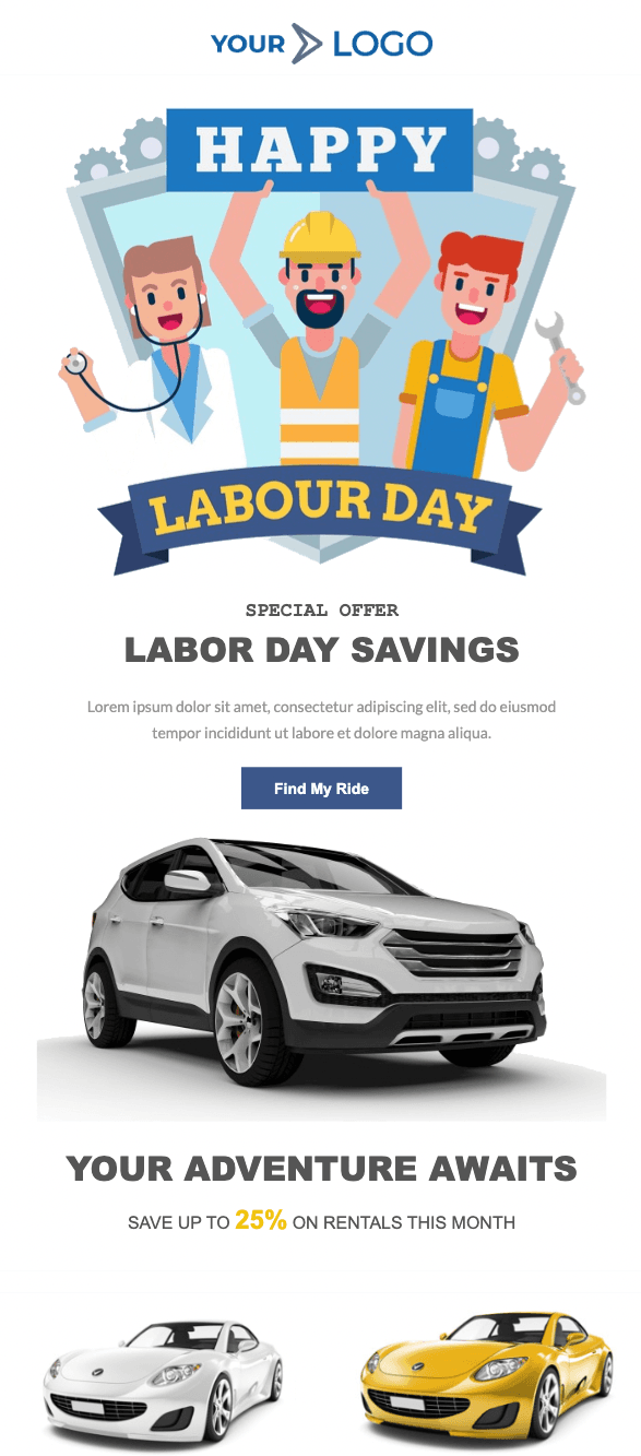 Labor Day email template from Unlayer