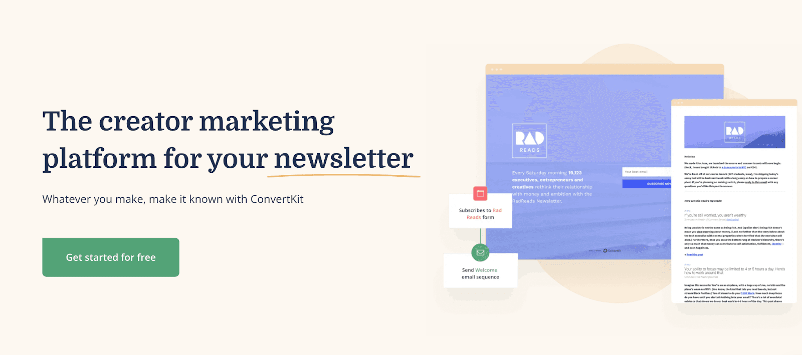 ConvertKit as a recommended newsletter platform