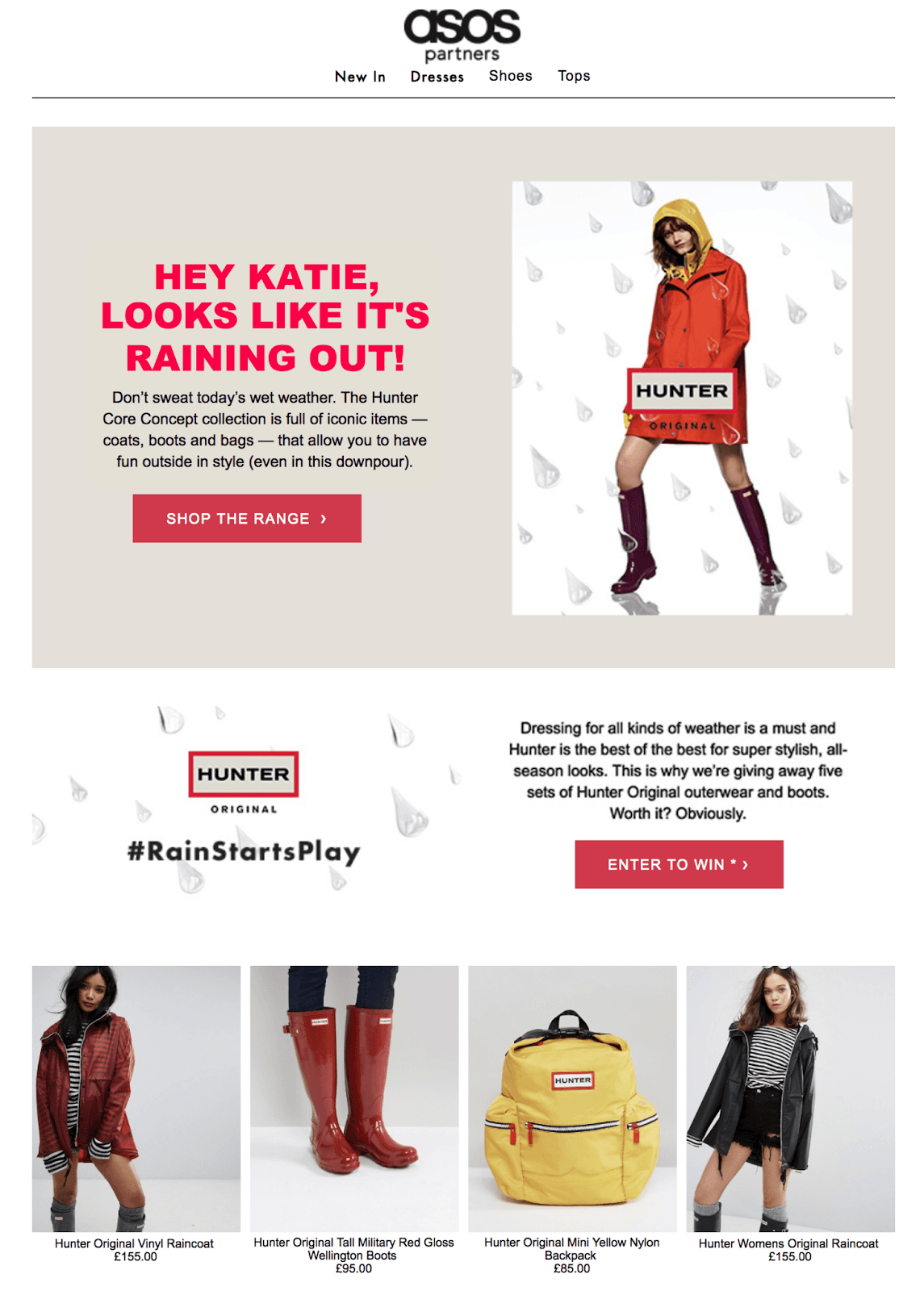 Personalized fashion email from Asos 