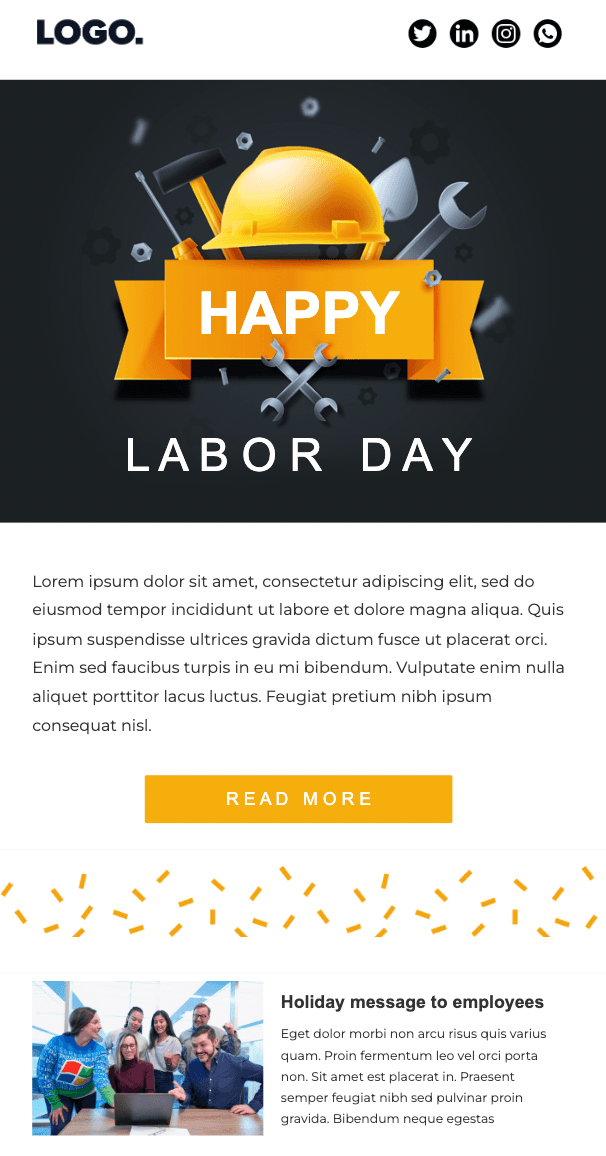 Labor Day email template from Unlayer