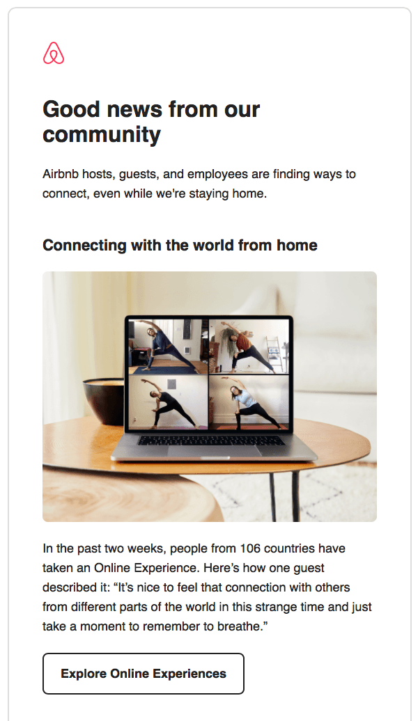 Email example from Airbnb