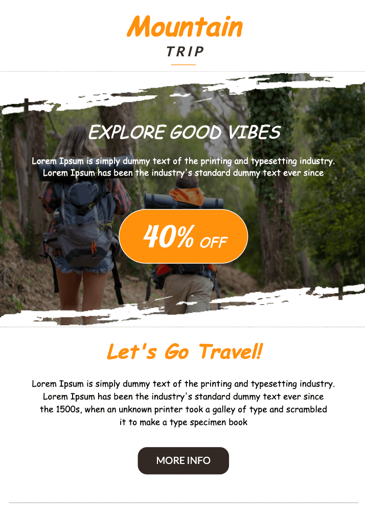 Exclusive offer email template for travel email marketing