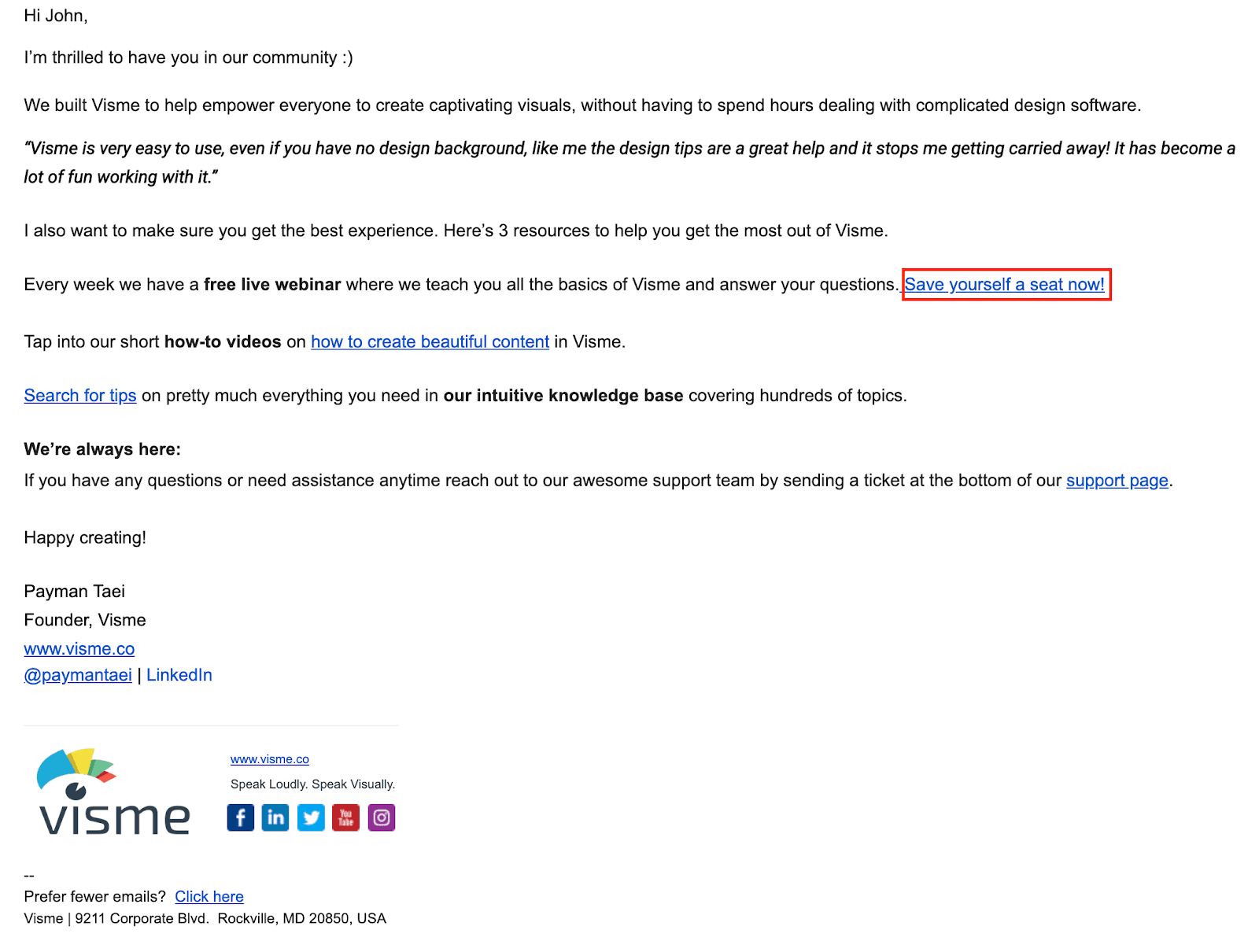 Example of simple text-only email