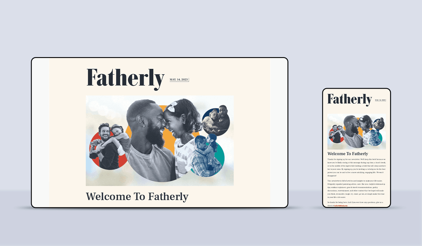 Responsive email example from Fatherly