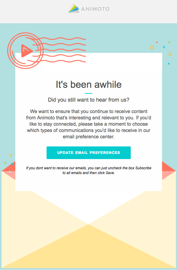 An email from Animoto that allows subscribers to set their email preferences