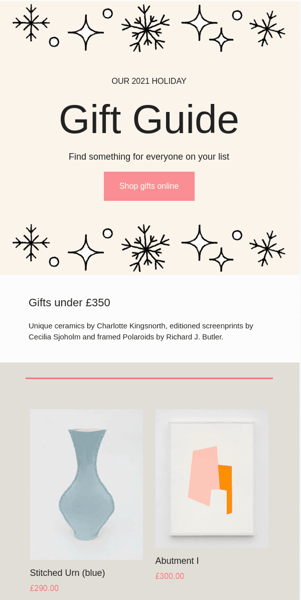 An inspirational email design from Canopy Collections