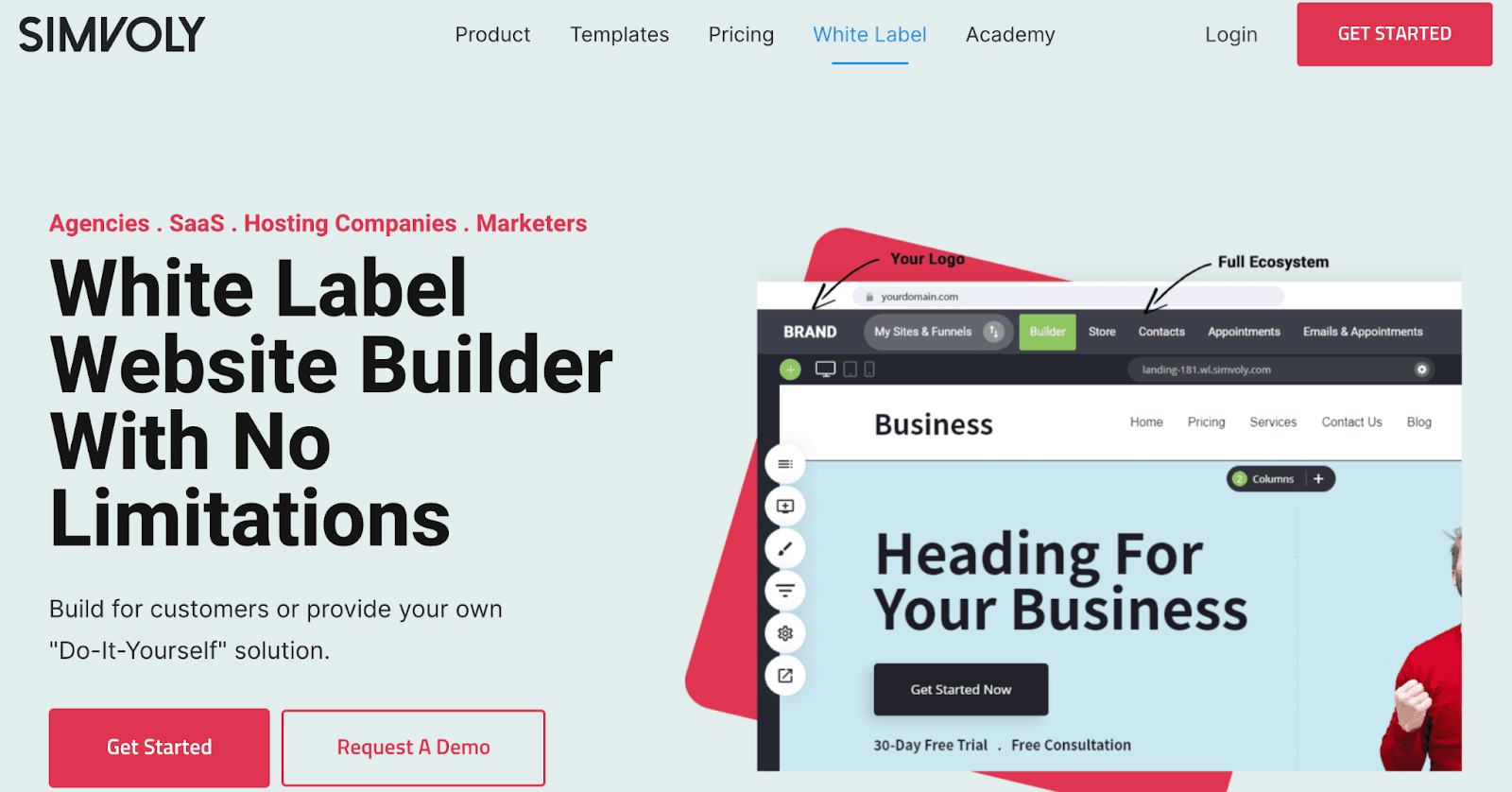 The best white label SaaS for building websites and funnels - Simvoly