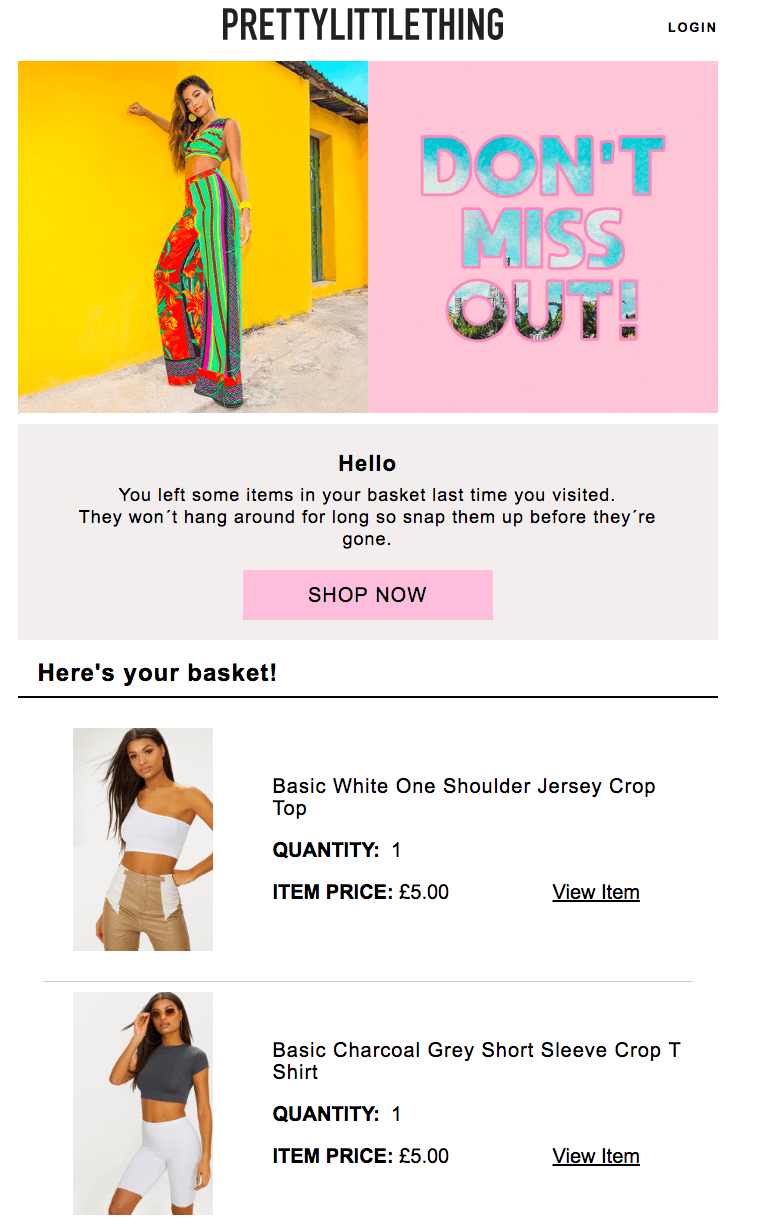 An inspirational email design from PrettyLittleThings