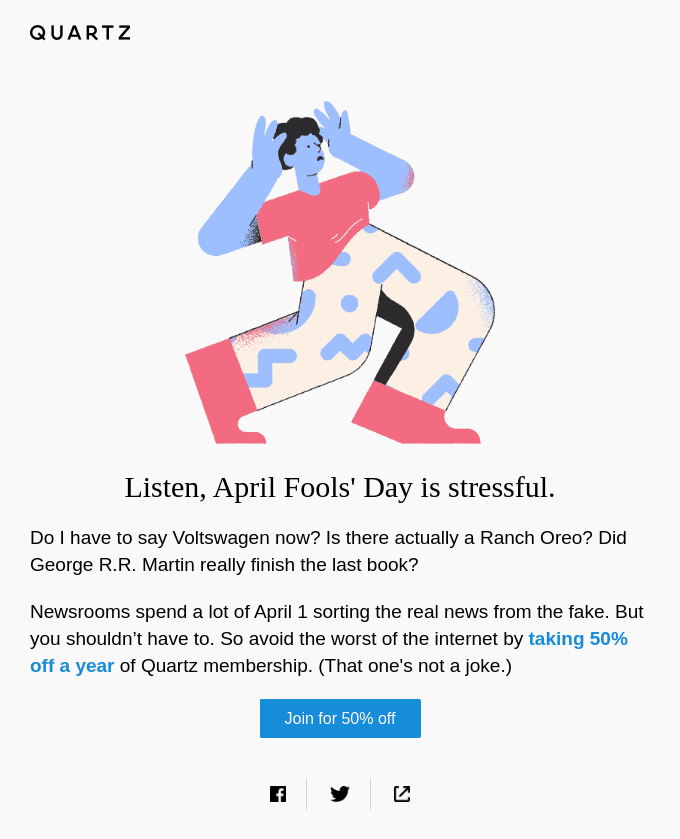 April Fools email example