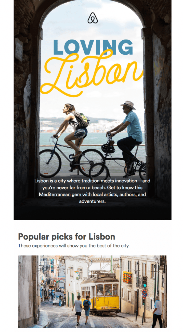 Dynamic email example from Airbnb