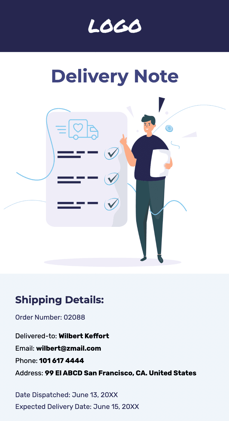 Free transactional email template from Unlayer talking about shipping details