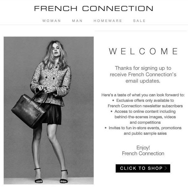 Welcome fashion email from French Collection