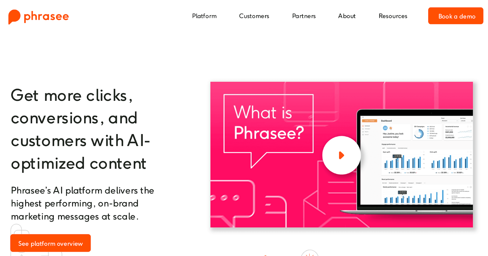 Phrasee as an example of the best AI email marketing platform. ‍