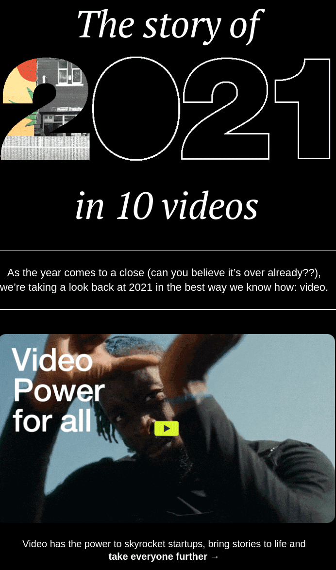 Email design example from Vimeo