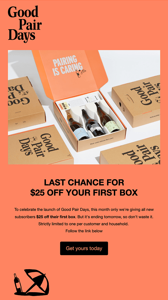 Last chance email from Good Pair Days