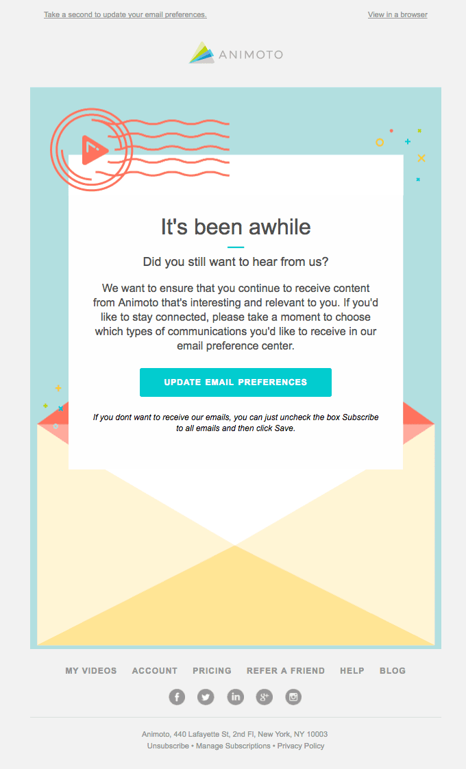 HTML follow up email from Animoto