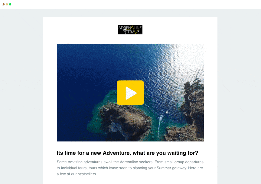 A video embedded in email by adding a GIF. 