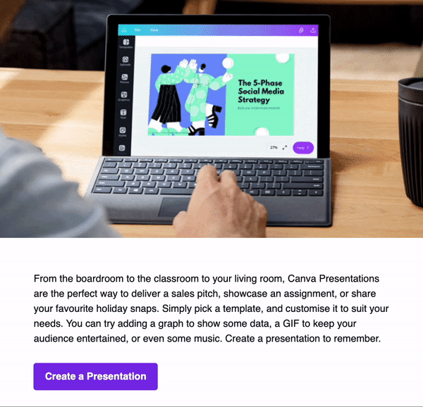 Example of Gif in email used by Canva