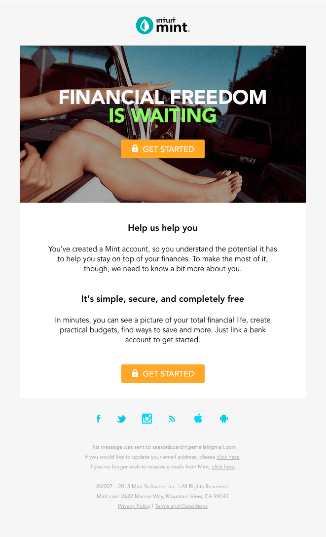 Email example from Mint 