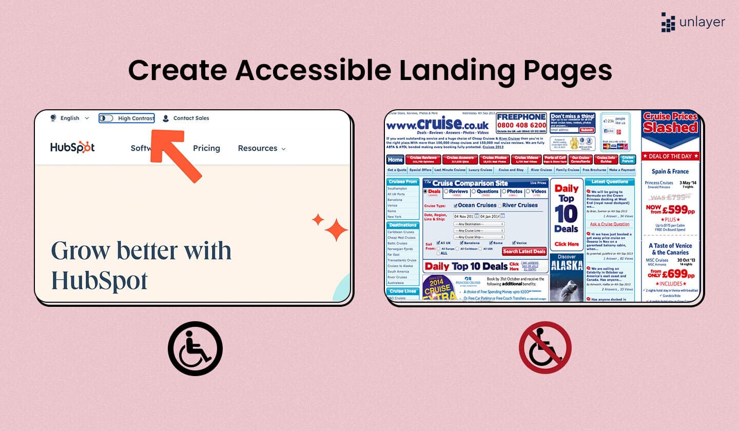 Create accessible landing page designs. 