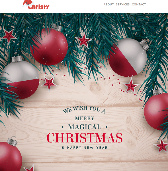 New Year email design with a hint of Christmas