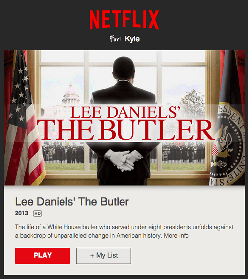 Example of a well-personalized email from Netflix